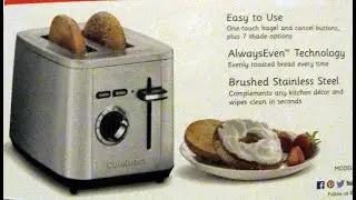 Cooking With James CUISINART 2slice Toaster Bread or Bagel