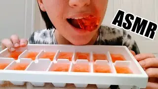 ICE CUBES WITH JUICE IN IT - Ice Eating ASMR - | Hard Crunches |