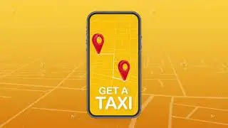 Get a taxi. Taxi banner. Online mobile application order taxi service horizontal illustration