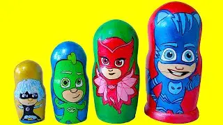 Learn Colors with PJ Masks Nesting Dolls Wrong Heads & Toy Surprises for Kids!