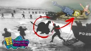 Pvt. Spongebob steppin' on Omaha Beach (June 6, 1944)