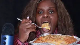 LASAGNA MACARONI AND CHEESE  ASMR EATING SOUNDS