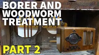 Vintage radio wooden cabinet borer treatment woodworm treatment