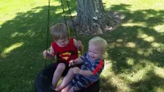 Spinning in the tire swing at Tammy and Bob's