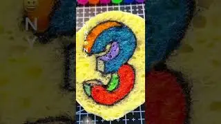 How to draw number 3 in 3D easy step by step with sponge paper #number3 #sponge #howtodraw