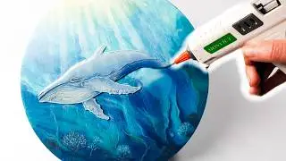 Make GLUE GUN Whale Art on a MIRROR! + SECRET Ingredient (A Herb!?!) | AB Creative Tutorial