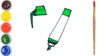 How to draw a marker. Coloring page/Drawing and painting for kids.