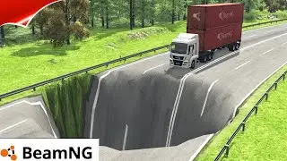 All vs Giant Pit   BeamNG Drive