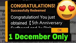 FREE FIRE | FF REDEEM CODE TODAY 1 December FREE FIRE REDEEM CODE TODAY | 1 December REDEEM CODE