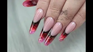 Correction with a laid out stained glass French manicure/Super nails