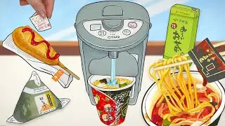 Eating at a convenience store 🍙 Spicy ramen, corn dogs, and rice balls | StopMotionPaper  paperdiy