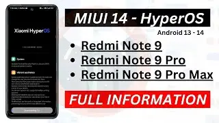 Redmi Note 9/9 Pro/9 Pro Max HyperOS 1.0 [ Android 14 ] How To Install | Download Link | New Update