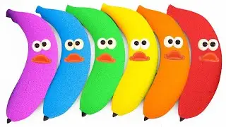 Satisfying Video l DIY How To Make Banana from Rainbow Kinetic Sand Cutting ASMR