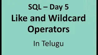 SQL Day5: Like and WildCard Operators