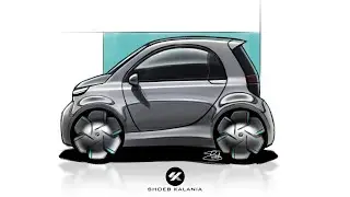 Micro Car Sketch & Render - Side View | How to Sketch a Car