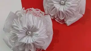 Мастер класс белые бантики #ручнаяработа #канзаши #мкбанты