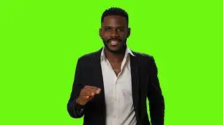 Copyright free green screen video | Man talking head on on a chroma background