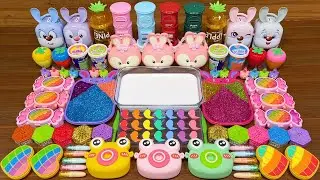 RAINBOW RABBIT !!! Mixing random into GLOSSY slime!!!Satisfying Video #299
