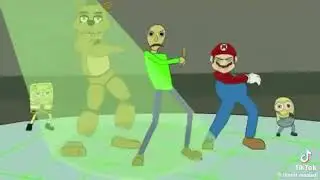 spongebob, freddy, baldi, mario and bob dancing to block 13 music