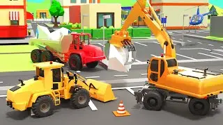 Clamshell Excavator, Dump Truck, Loader - Cleanup and Construction | 3D Construction Vehicles