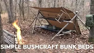 Solo Overnight Shelter Build - Bushcraft Bunk Beds