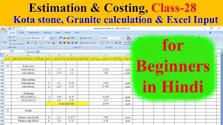 #28| Kota stone, Granite Quantity Calculation and Excel input in measurement sheet