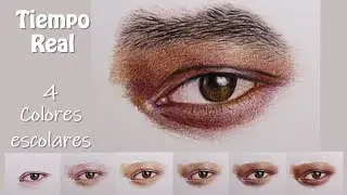 Dibuja un ojo realista con 4 lápices de colores escolares - TIEMPO REAL