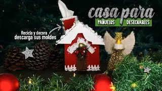 🧑🏻‍🎄 Casita NAVIDEÑA de CARTÓN - Manualidades NAVIDEÑAS con MATERIAL RECICLADO