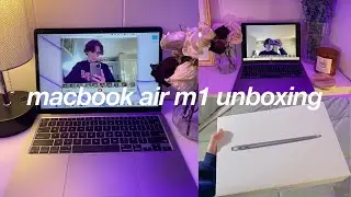 MacBook Air Unboxing | M1 aesthetic unboxing, space gray, 256gb