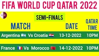 FIFA World Cup 2022 Semi-Final Match Schedule & Fixtures