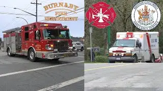 Burnaby Fire Engine 1 & BCAS BLS Unit 63875 Responding