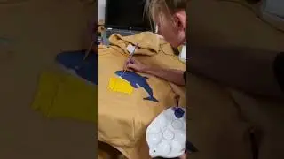 поллитровая мышь/ ручная роспись по ткани