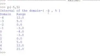 Python Mathematical Functions print domain and range part 3