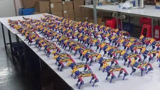 100 Bittle X Mini Robot Dogs  Responding to Voice Commands to Move in Sync! | PetoiCamp