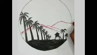 esay oil pastel drawing video//sunset drawing video//circle drawing video