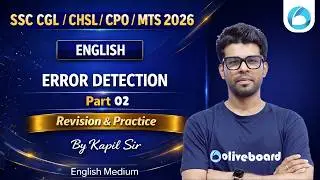 Error Detection - Part 2 | Practice MCQs | SSC CGL English | English Medium | Oliveboard
