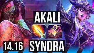 AKALI vs SYNDRA (MID) | 9/0/7, 1400+ games, Legendary | EUW Master | 14.16