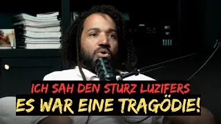 Mann sieht die kosmische Rebellion, Luzifers Sturz vom Himmel...