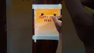 happy new year oil pastels drawing