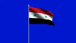 Syria Flag Blue Screen | Syria Waving Flag Green Screen Animation | Royalty-Free