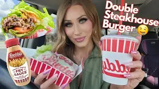 ASMR | Lunch Date *Mukbang* Lettuce Wrap Double Steakhouse California Burger 🍔