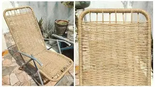 Reparando una SILLA PEREZOSA usando soga y pintura