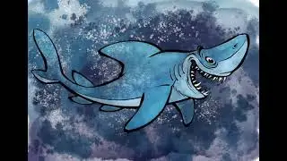 Comic Shark Illustration (Procreate 5.2 Brush Demo, Timelapse Drawing Process)
