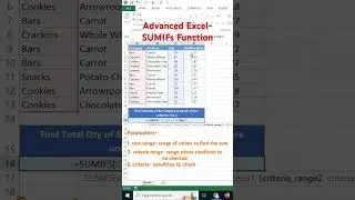 Advanced Excel Tips: SUMIFs Function #shorts #yshorts #excel #youtubeshorts #sumifs