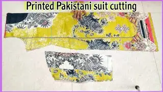 Trending Pakistani Printed Suit Cutting and Stitching || How to cut Pakistani Kurti || Details tips