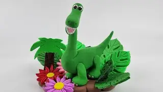 ✅️ВЕСЁЛЫЕ ДИНОЗАВРИКИ.🦕 ЛЕПИМ ДИПЛОДОКА из воздушного пластилина. 💫 #diy #art #динозавры #bamba