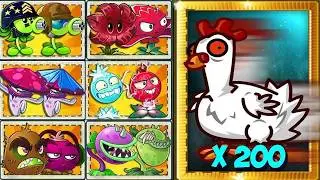Random 50 Pair Team Plants Vs 200 Chicken Zombies - Who Will WIn? - Pvz 2 challenge