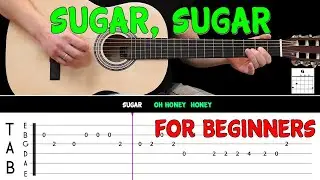 SUGAR, SUGAR | Easy guitar melody lesson for BEGINNERS (with tabs) - The Archies