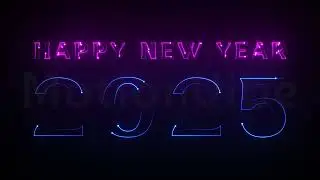 4K Neon Animated Background, Happy New Year 2025, Merry Christmas Live Wallpaper, New Year 2025