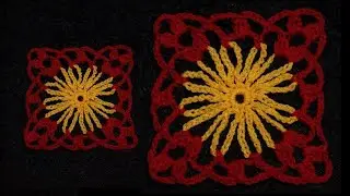 How to Crochet Square Motif with Laced Centered Flower